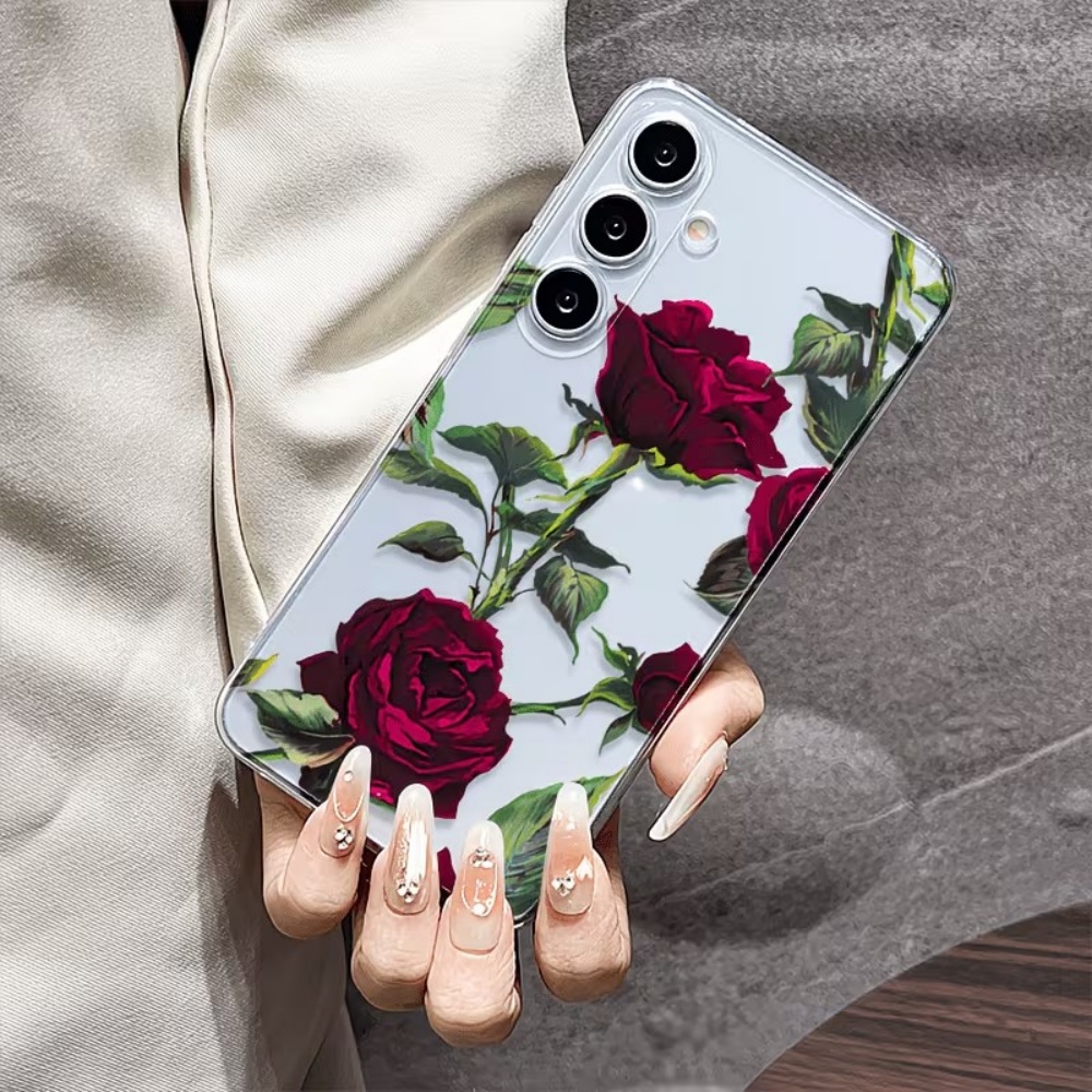 Phone Cases Aesthetic - Aesthetic Red Rose Floral Phone Case