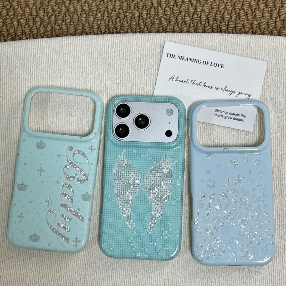 Phone Cases Iphone 16 - Korean Ins Mint Colored English Cross