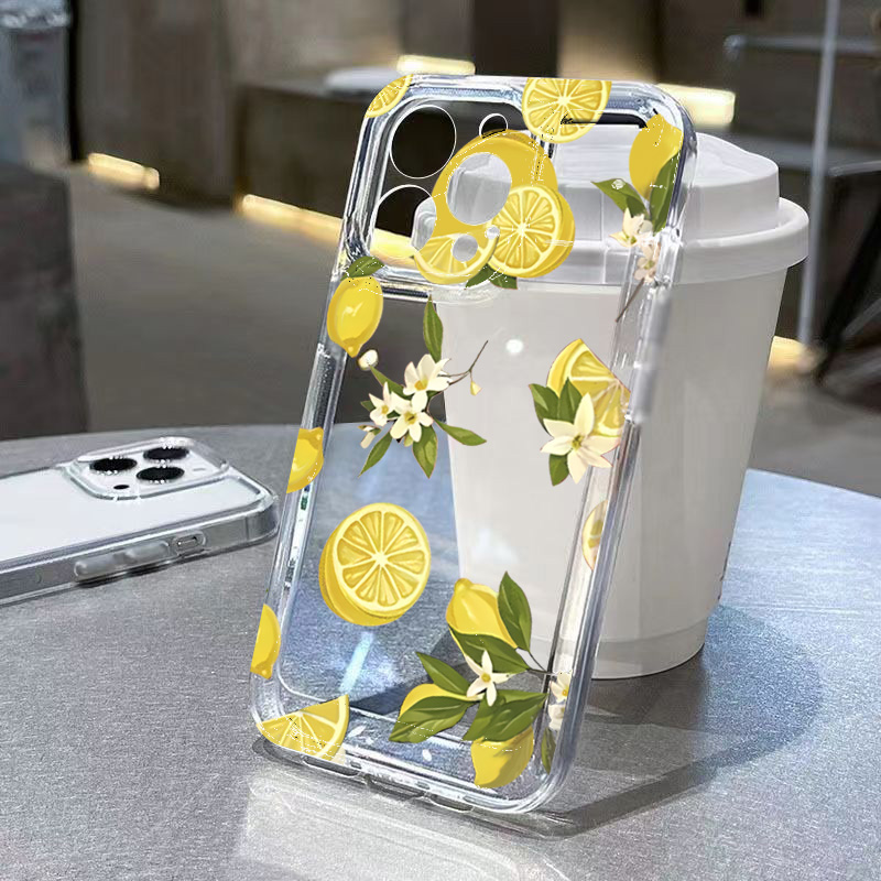 Phone Cases Clear - Summer Fruit Lemon Flower Clear Phone