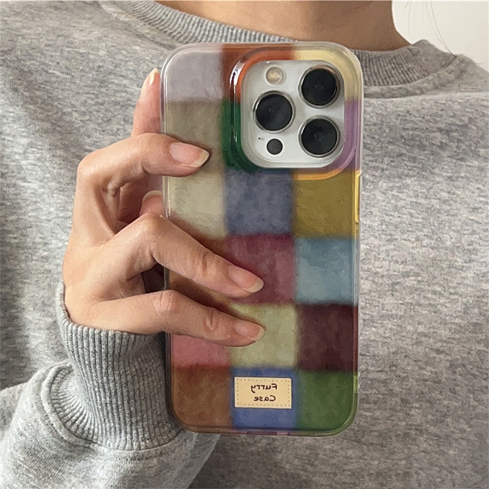 Phone Cases Nyc - Cute Dopamine Color Block Match Plaid