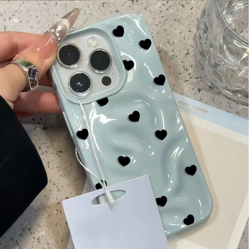 Aesthetic Cute Black Heart Sho - Phone Cases Aesthetic review and price