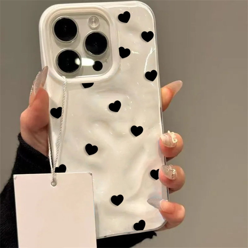 Aesthetic Cute Black Heart Sho - Phone Cases Aesthetic review and price