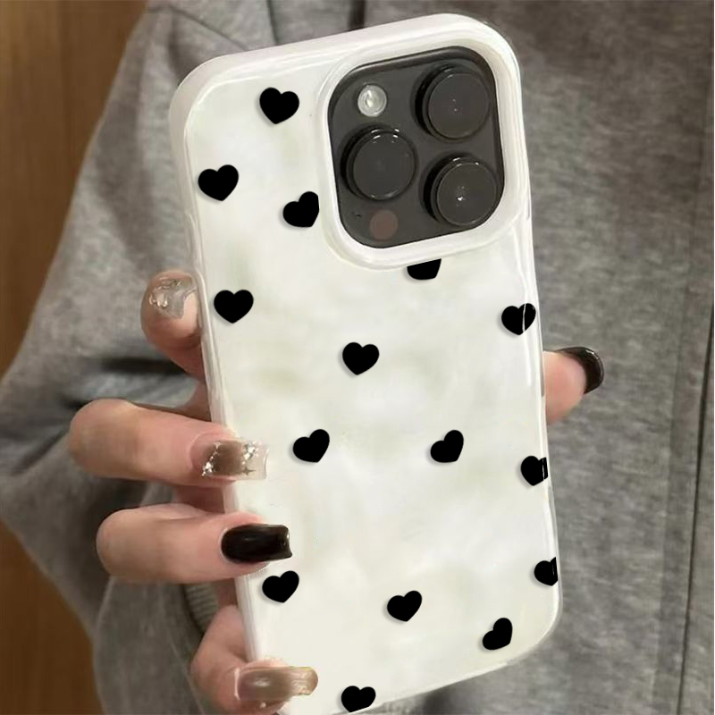 Aesthetic Cute Black Heart Sho - Phone Cases Aesthetic review and price