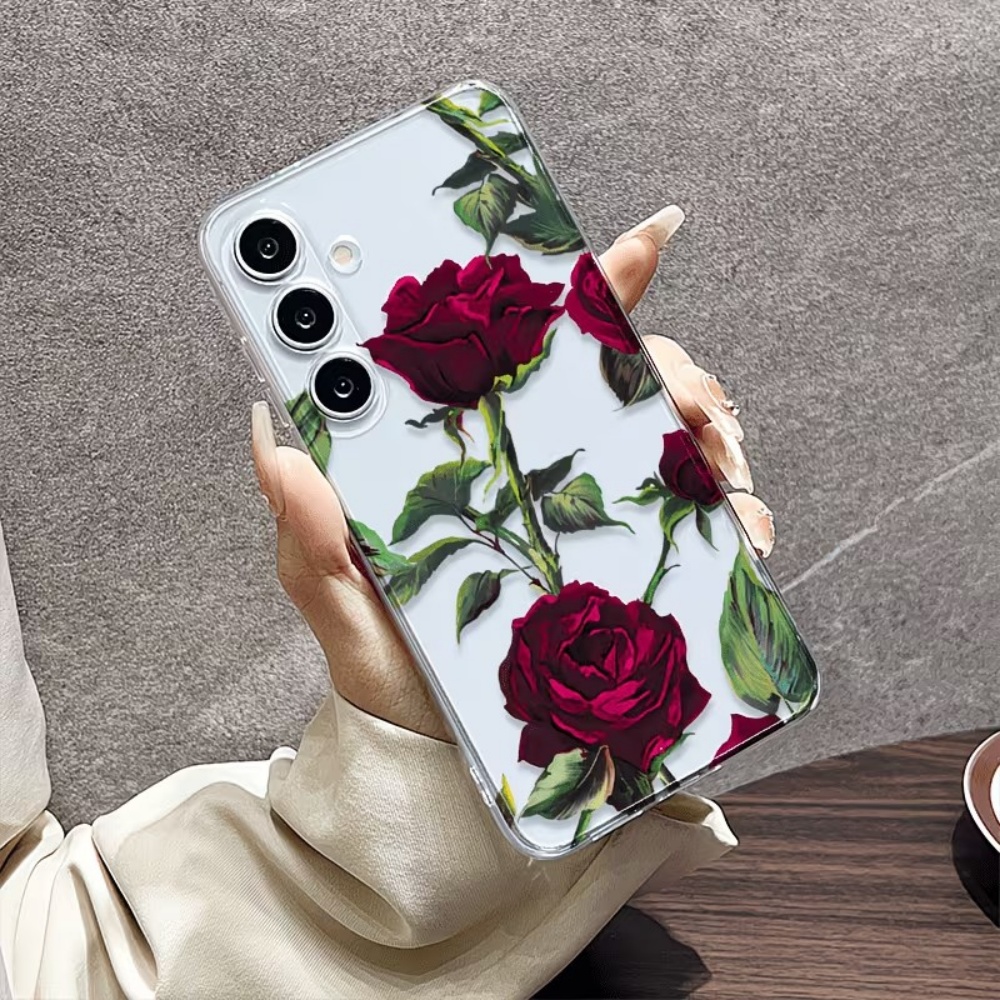 Aesthetic Red Rose Floral Phon - Phone Cases Aesthetic review and price