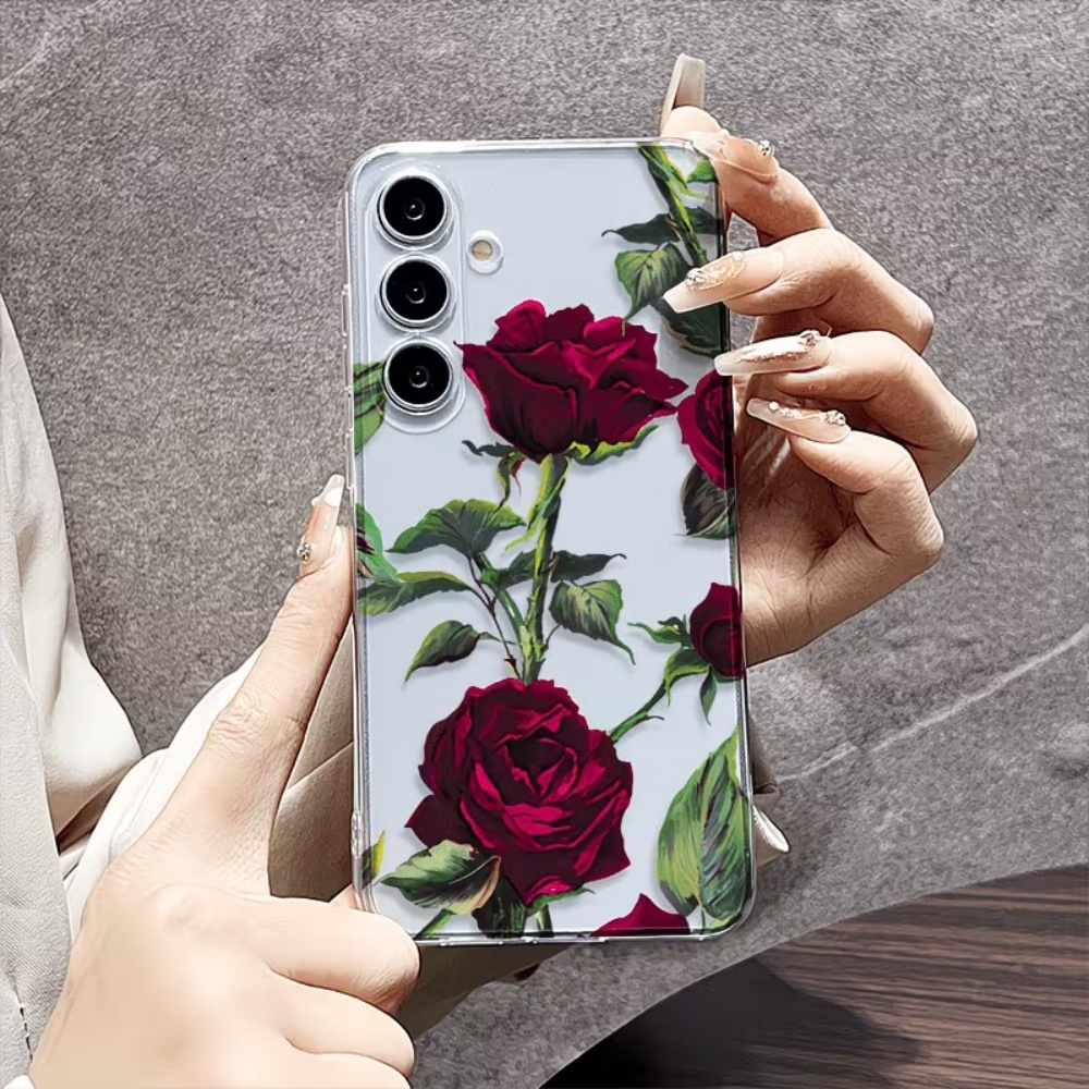 Aesthetic Red Rose Floral Phon - Phone Cases Aesthetic review and price