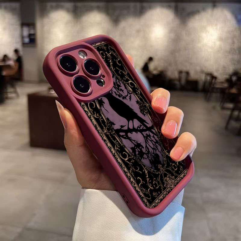 Aesthetic Black Crow Pattern W - Phone Cases Aesthetic review and price