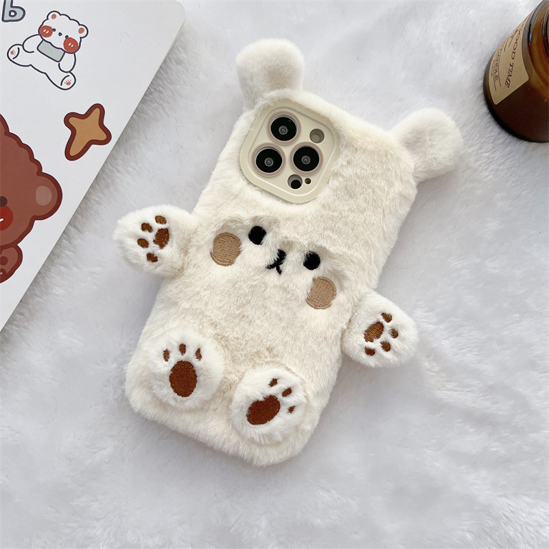 Korean 3D Cartoon Bear Fluffy  - Phone Cases Iphone 16 review and price