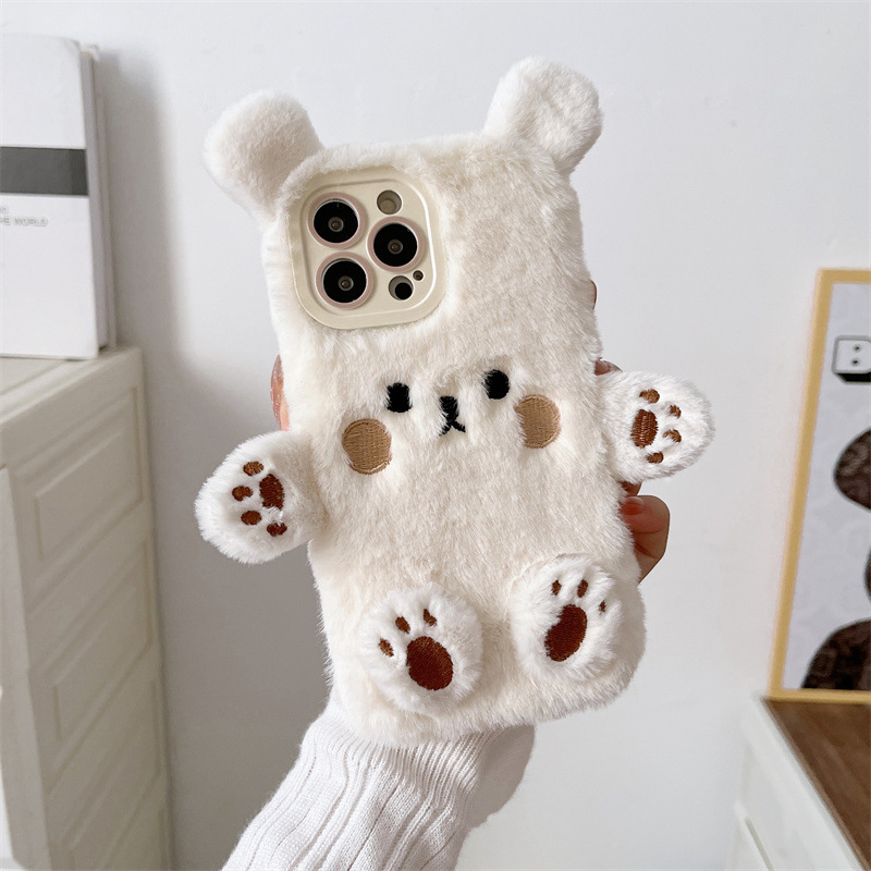 Korean 3D Cartoon Bear Fluffy  - Phone Cases Iphone 16 review and price