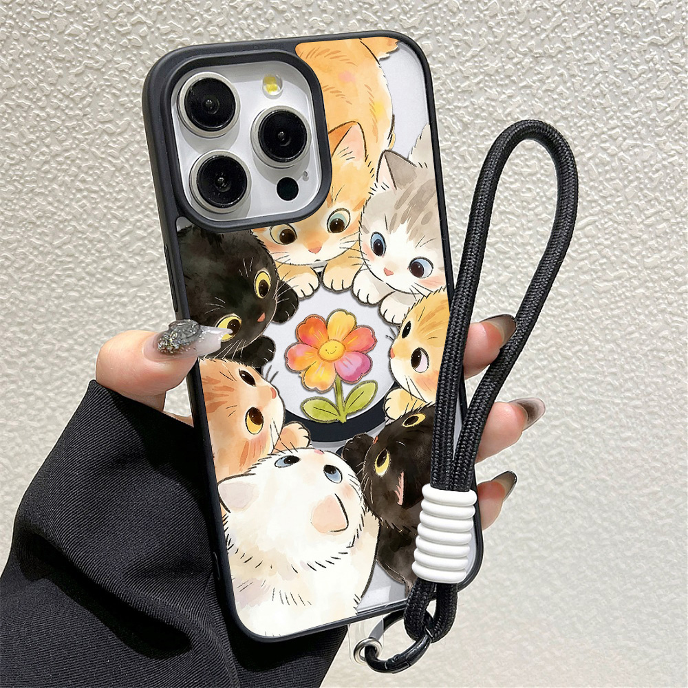 Black Frame Floral Anti-fall P - Phone Cases Iphone 16 review and price