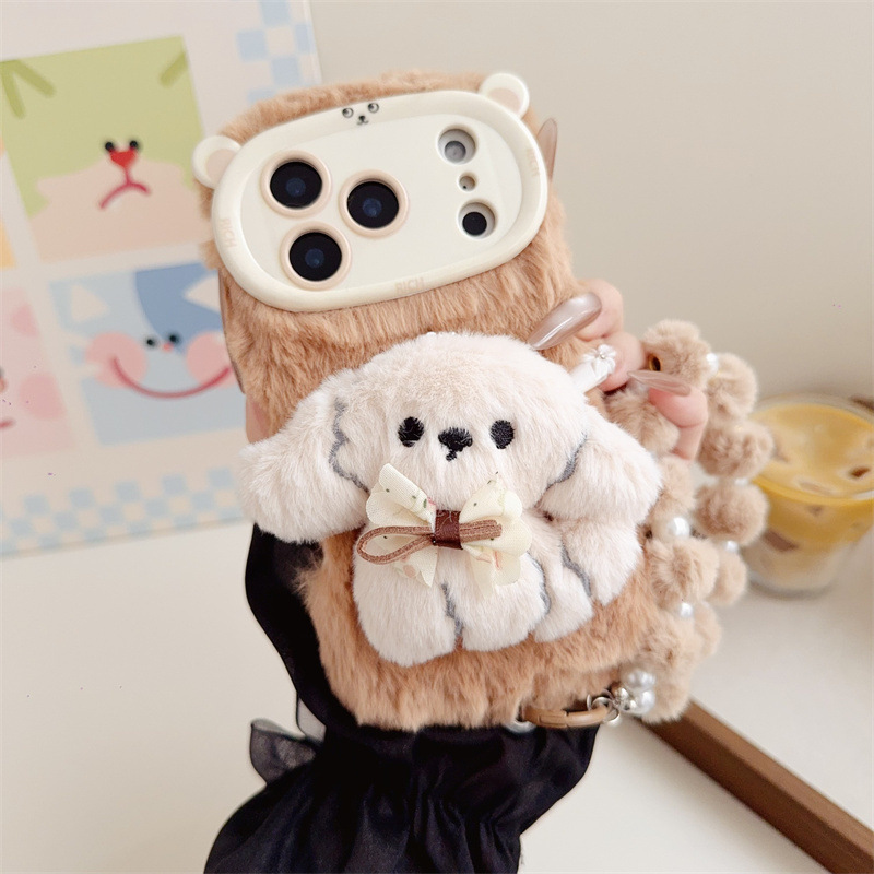 3D Cartoon Bowknot Puppy Warm  - Phone Cases Iphone 16 review and price