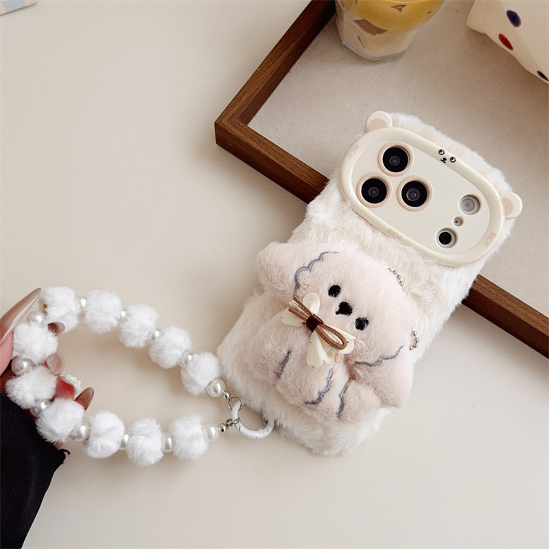 3D Cartoon Bowknot Puppy Warm  - Phone Cases Iphone 16 review and price