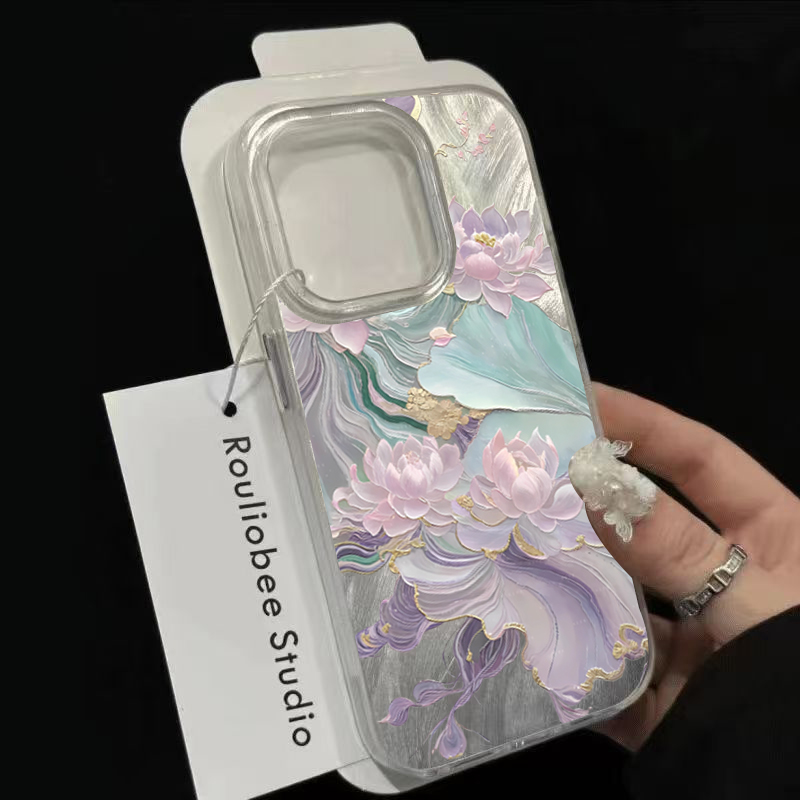 Dreamy Purple Lotus Print Aest - Phone Cases Aesthetic review and price