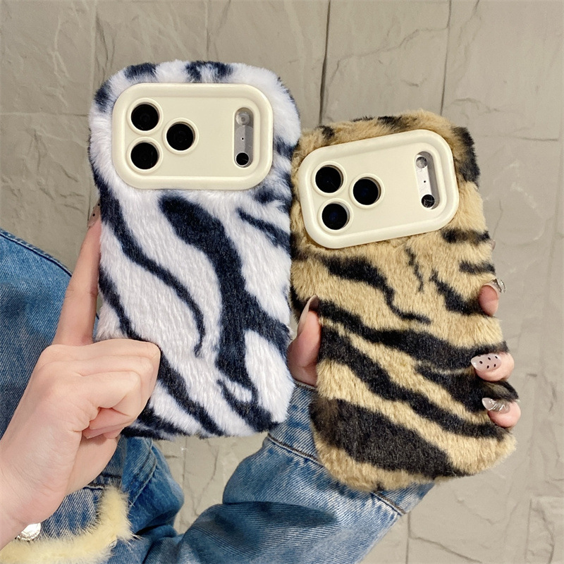 Luxury Zebra Pattern Fluffy Pl - Phone Cases Iphone 16 review and price