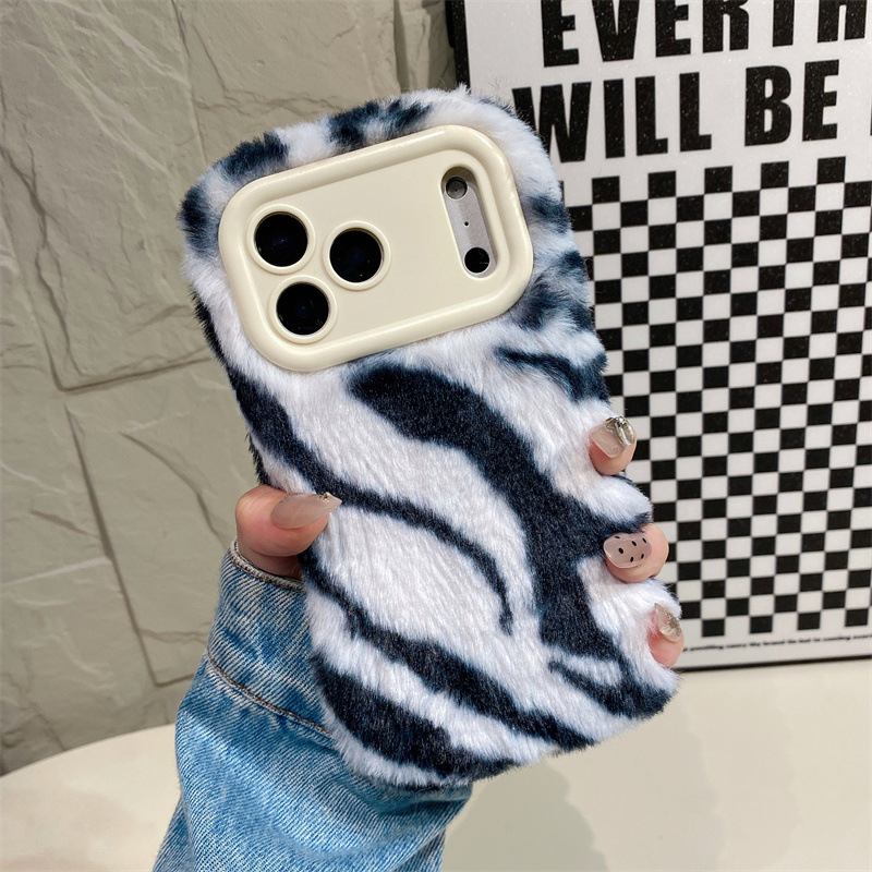 Luxury Zebra Pattern Fluffy Pl - Phone Cases Iphone 16 review and price