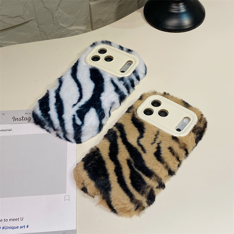 Luxury Zebra Pattern Fluffy Pl - Phone Cases Iphone 16 review and price