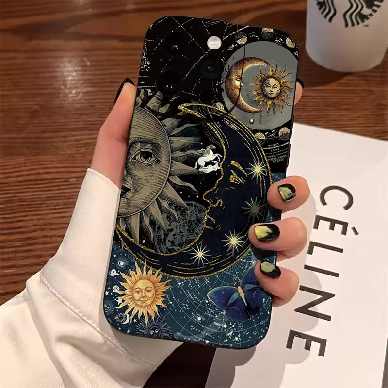 Aesthetic Sun Moon Print Phone - Phone Cases Aesthetic review and price