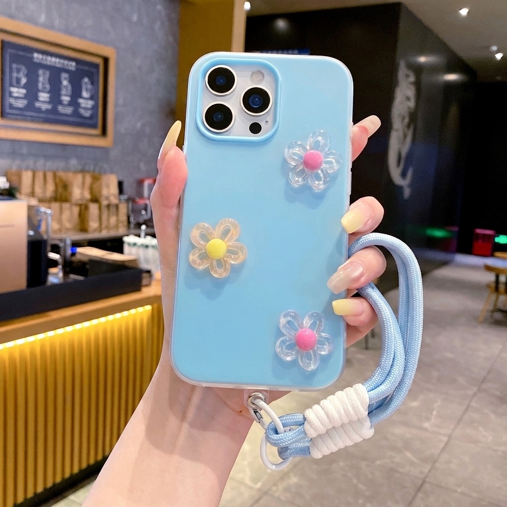Blue 2 In 1 With 3D Diy Flower - Phone Cases Diy review and price