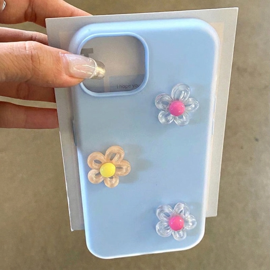 Blue 2 In 1 With 3D Diy Flower - Phone Cases Diy review and price