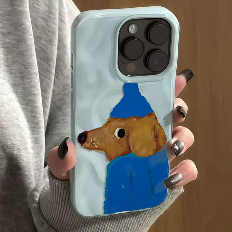 Blue Hat Puppy Folds Texture S - Cute Cartoon Case review and price