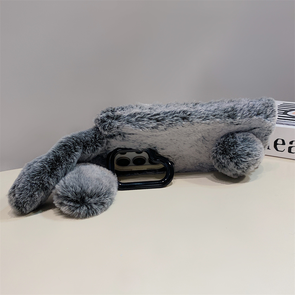 Cute Rabbit Ears Fluffy Stand  - Phone Cases Samsung review and price
