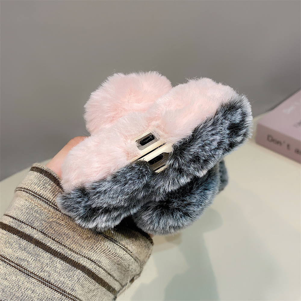 Cute Rabbit Ears Fluffy Stand  - Phone Cases Samsung review and price